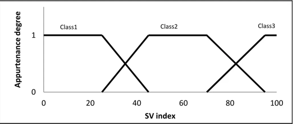 Figure 2.3 Appurtenance Classes of the parameter SV  2.4   Fuzzy expert system 