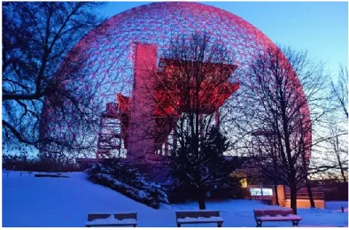 Figure 1.6 : Biosphère de Montréal, conçue par l’architecte Buckminster Fuller. Image tirée  de la référence 25