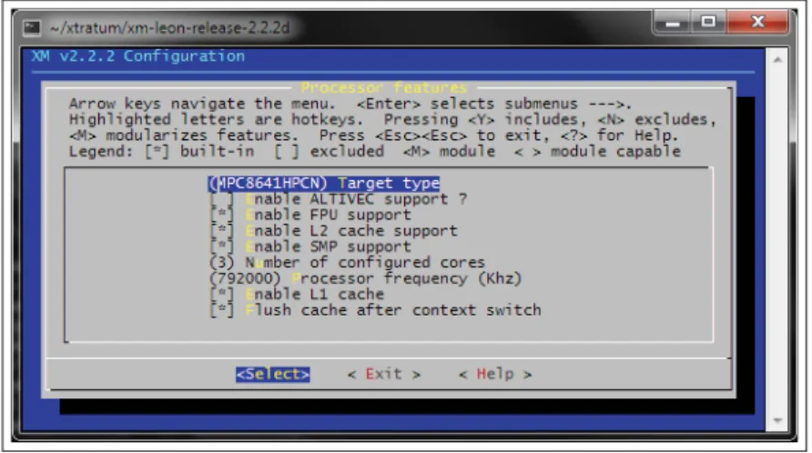 Figure 3.4 Fenêtre du script de conﬁguration du noyau XtratuM
