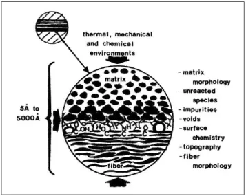 Figure 1.5 Schematic diagram of the ﬁbre-matrix interphase.