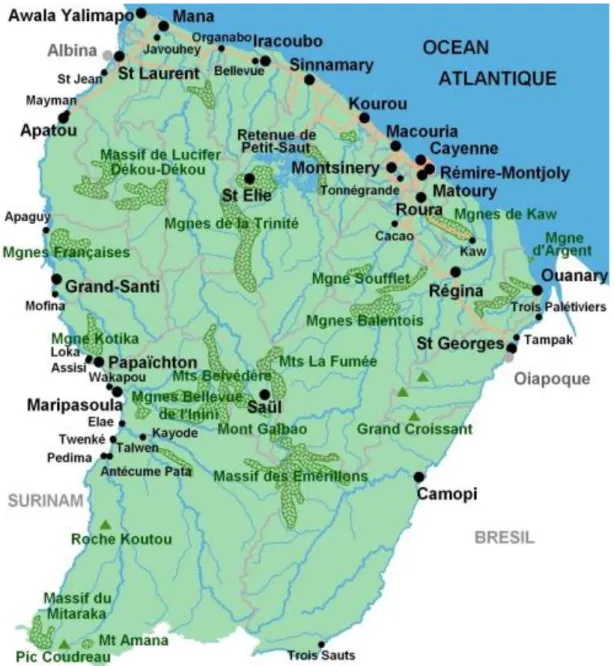 Figure 2 : Carte de la Guyane française. 