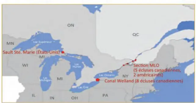 Figure 11 : Réseau Grands Lacs. Voie maritime [24] 