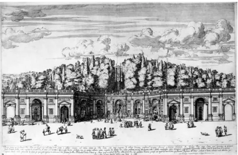 figure 5a Dominique Barrière, Teatro d’Acqua, etching, 1647, from Villa Aldobrandina Tusculana, p