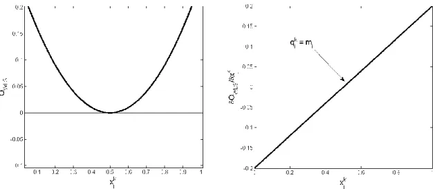 Figure  3 :  Visualisation  of  the  objective  function  and  the  derivative  of  the  objective  function  as  a  function  of  the  expected  image  and  how  to  achieve  better  estimate  of  x j (k)