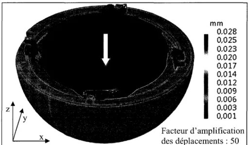 Figure 3.13 Flexion des lamelles en  appui sur la cupule métallique. 