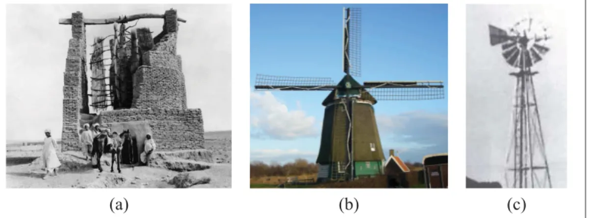 Figure 1.1 Éoliennes servant à moudre le grain ou à pomper de l’eau.