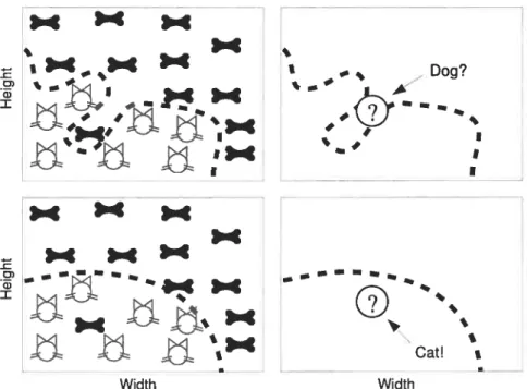 Figure 1.2: Cat and dogs coulci be classified just considering their size. The vast majority of cats are smaller than the vast majority of dogs; however, some clogs might be particularly small