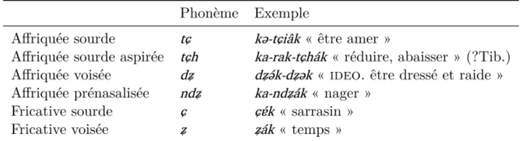 Tab. 2.7 : Phonèmes alvéolo-palataux Phonème Exemple