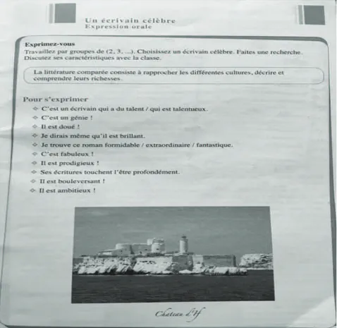 Figure 3 : Exemple d’activité orale suggérée dans le manuel de FLE niveau baccalauréat   