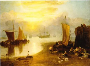 Figure 5: Joseph Mallord William Turner, Sun rising through Vapour: Fishermen cleaning and  selling Fish, avant 1807.