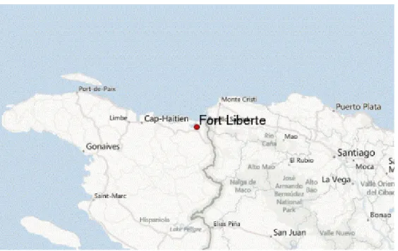 Figure 6 : positionnement de Fort-liberté sur la carte d’Haïti  Source : Google image, consulté le 27 juillet 2017 
