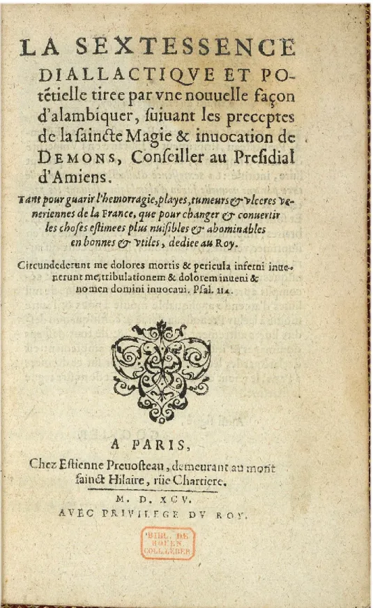 Fig. 4. Jean Demons, La sextessence diallactiqve et potẽtielle, op. cit., p. [1].  