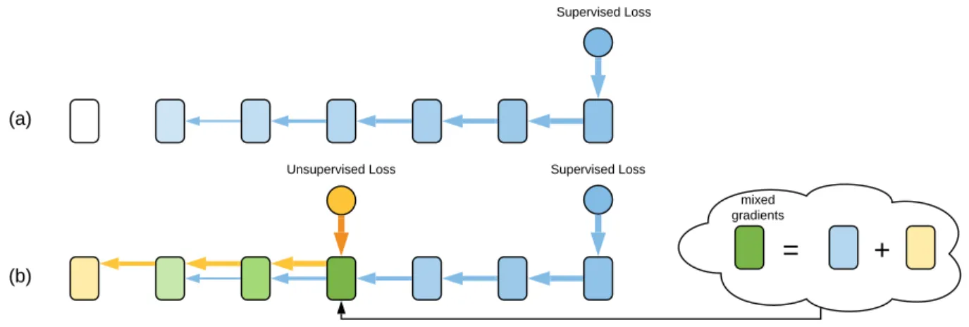 Figure 1.2. Schematic about gradient flows of different architectures during the backward pass