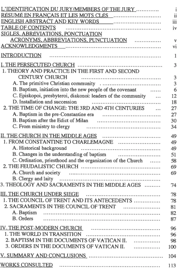 TABLE 0F CONTENTS iv
