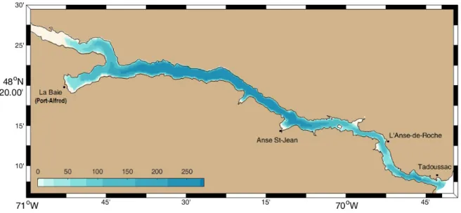 Figure 2: Bathymétrie du fjord du Saguenay