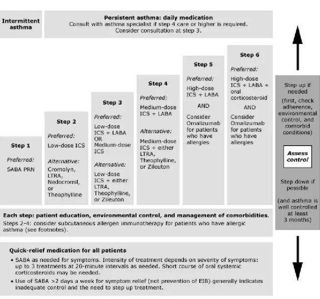 Figure 1. Stepwise approach for managing asthma in adults according to US  National Asthma Education and Prevention Program guidelines 