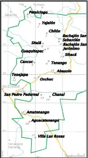 Figure 2. Réseau de localités du projet ALTO  (Atlas Linguistique du  Tseltal Occidental, Ciesas Sureste/IUF &amp; UMR 7018) 
