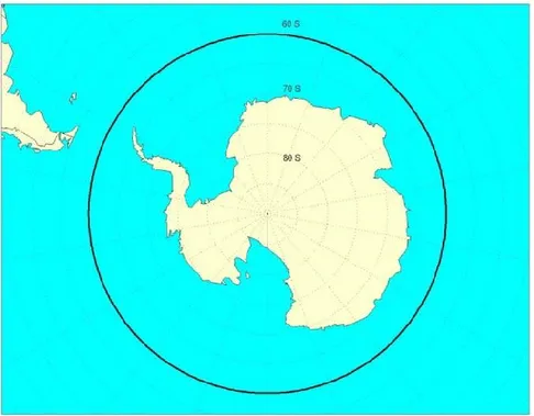 Figure  2  :  Étendue  maximale  du  champ  d'application  du  recueil  dans  les  eaux    antarctiques 
