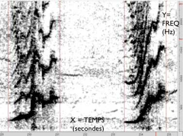 Figure 2-4.1 : Analyse «chant- jet», baleine à bosseX = TEMPS 