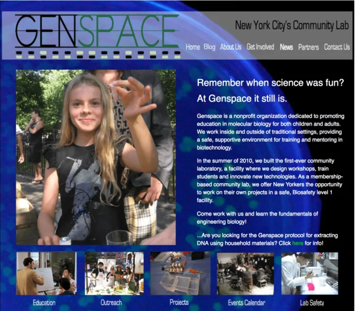 Figure 1.2. Genspace Website Screenshot
