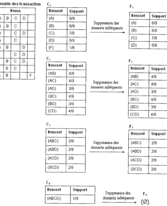 FIG. 3.5 - Extraction des itemsets fréquents par APRIORI