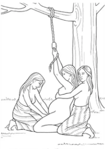 Figure 3 : Accouchement suspendue à une corde 