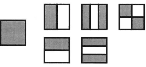 Figure 2.5 — Un filtre rectangulaire et les différents types de filtres de Haar Au-delà de la représentation plus complète que présente un filtre par rapport à un pixel, il y a une autre justification simple à l’utilisation de ces filtres rectangulaires il