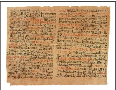 Figure 1 : Planches VI et VII du Papyrus d’Edwin Smith conservées dans la pièce des livres  rares de l’académie de médecine de New York