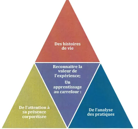 Figure 5 : La valeur de 1 'expérience : une rencontre au carrefour des histoires de vie, du  rapport au corps et de l'analyse de pratique 