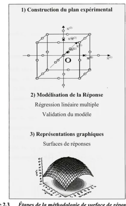 Figure 2.3 Etapes  de la méthodologie de surface de réponse. 
