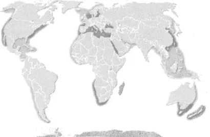 Figure  1:  Carte  des  zones  problématiques d'infestation  d'EEE  en milieux  côtiers  à  l'échelle  mondiale
