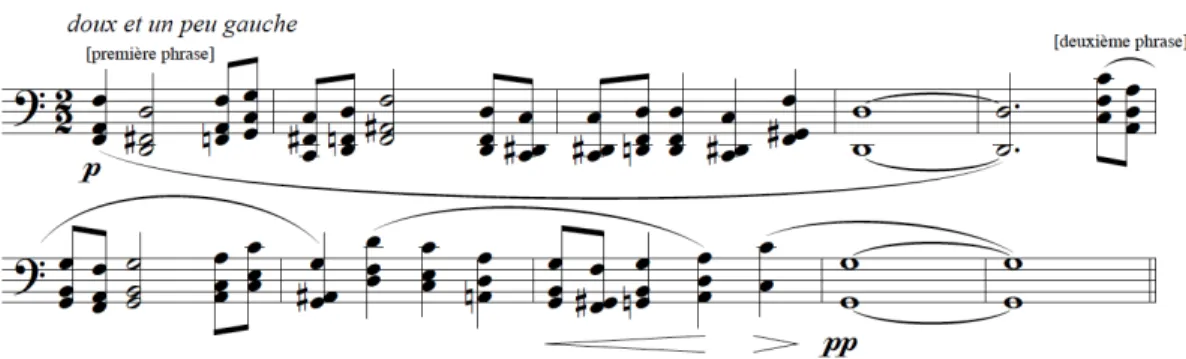 Figure 15.2. Réduction, Citation de Jimbo’s Lullaby (avec rythmes originaux), A Map of Clouds, mesures 536 à 556
