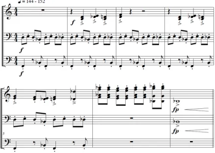Figure 16. Réduction. The Forest Battle, John Williams, mesures 7 à 13. (Partition en sons réels) 