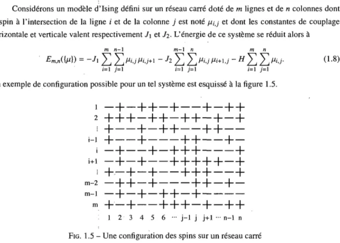 FIG.  1.5 - Une configuration des spins sur un réseau carré 