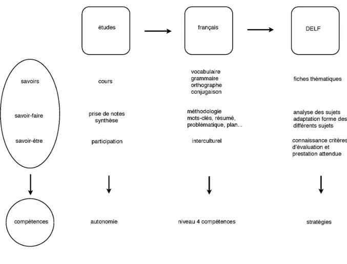 Figure 1 : Carte conceptuelle pour visualiser les points importants liés à la préparation du DELF 