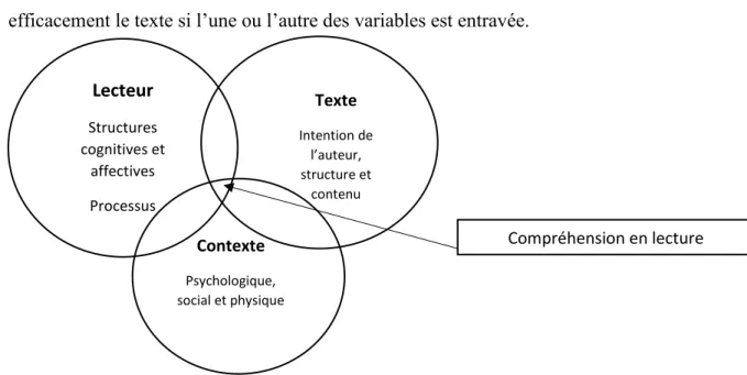 Figure 4. Modèle interactif en compréhension en lecture. Adaptation de Giasson (2011)