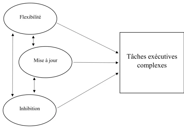 Figure 8. Adaptation du modèle d’unité et diversité des fonctions exécutives (Miyake et  al., 2000) 4 