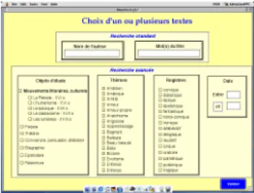 Figure 1. Interface de sélection d’un ou plusieurs textes