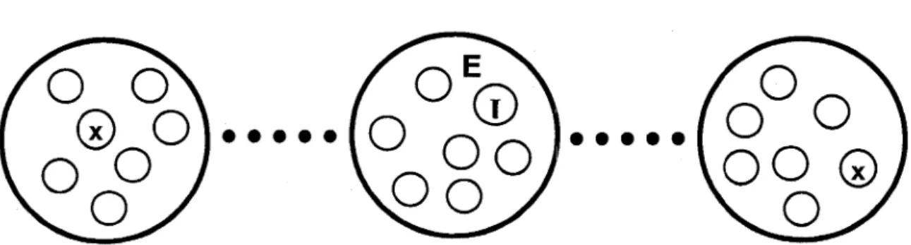 Figure 10  Illustration  du  calcul  de  l'adéquation.  Le  meilleur  individu  de  chaque  espèce est marqué par un «X»