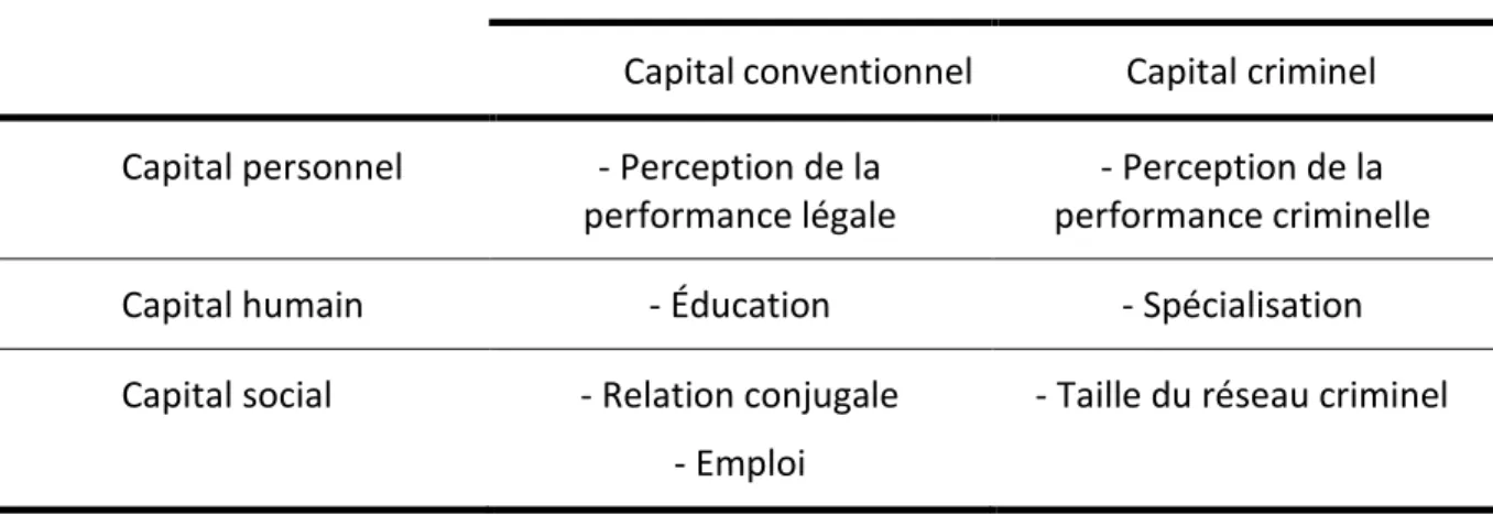 Tableau I.   Description des capitaux (variables indépendantes) 