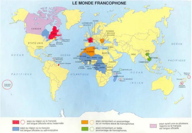 Figure 3 Carte du monde francophone   