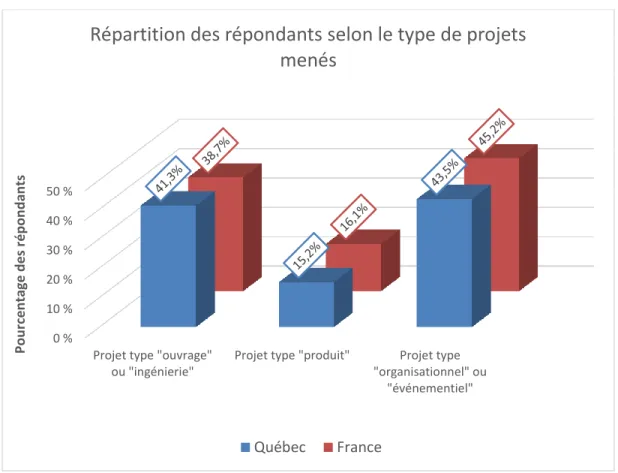 Figure 17 : Répartition des répondants selon le type de projets menés 