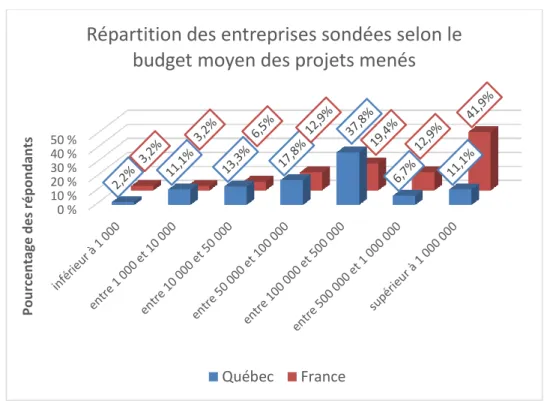 Figure 19 : Répartition des entreprises selon le budget moyen des projets menés 