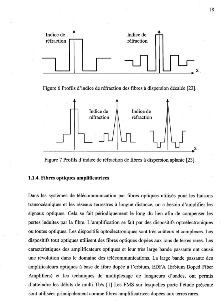 Figure 6 Profils d'indice de réfraction des fibres à dispersion décalée [23]. 
