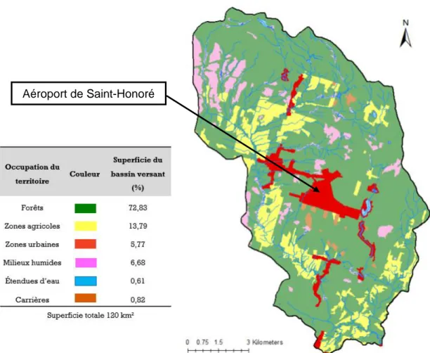 Figure 1.1 – Occupation du territoire, bassin versant de la rivière Caribou (Modifié de :  Ministère des Forêts de la Faune et des Parcs, 2015) 