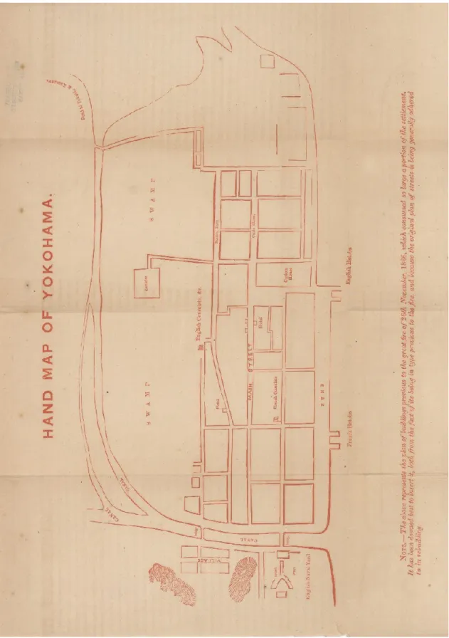 Figure 2: Plan sommaire de Yokohama avant l'incendie de 1866 