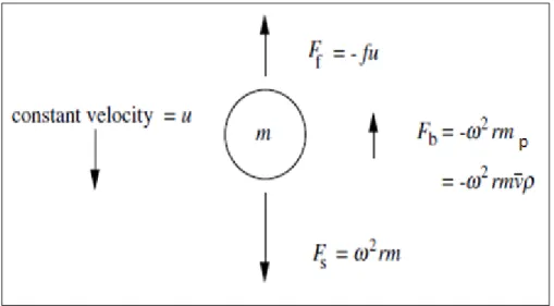 Figure 1.9. Représentation des forces appliquées sur une particule pendant la  centrifugation