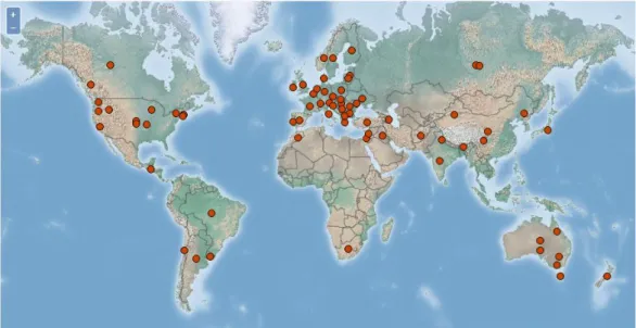 Figure 8 : Distribution de monilia laxa dans le monde (CABI)