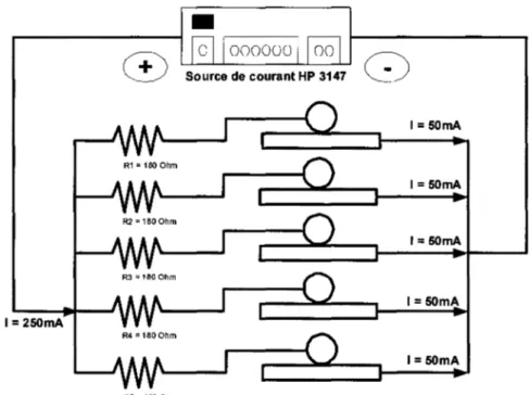 Figure 20  Circuit de mesure de la résistance de contact, montage bille-plaque 