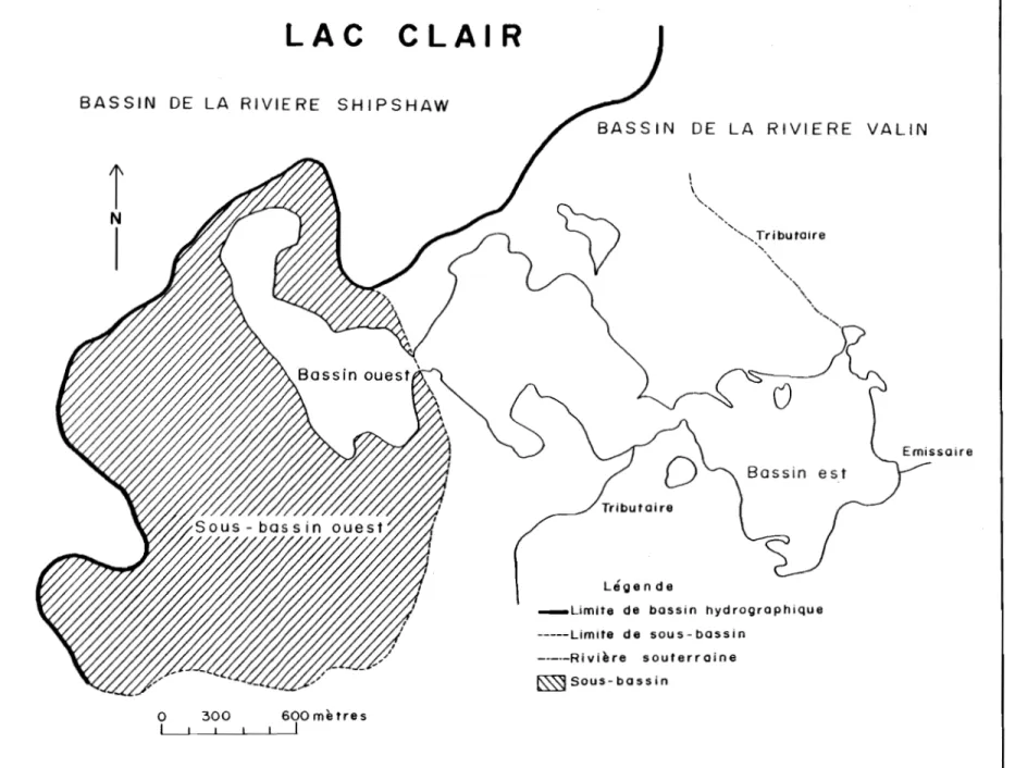 Figure  1.8  Le  lac  Clair  et  les  bassins  hydrographiques. 